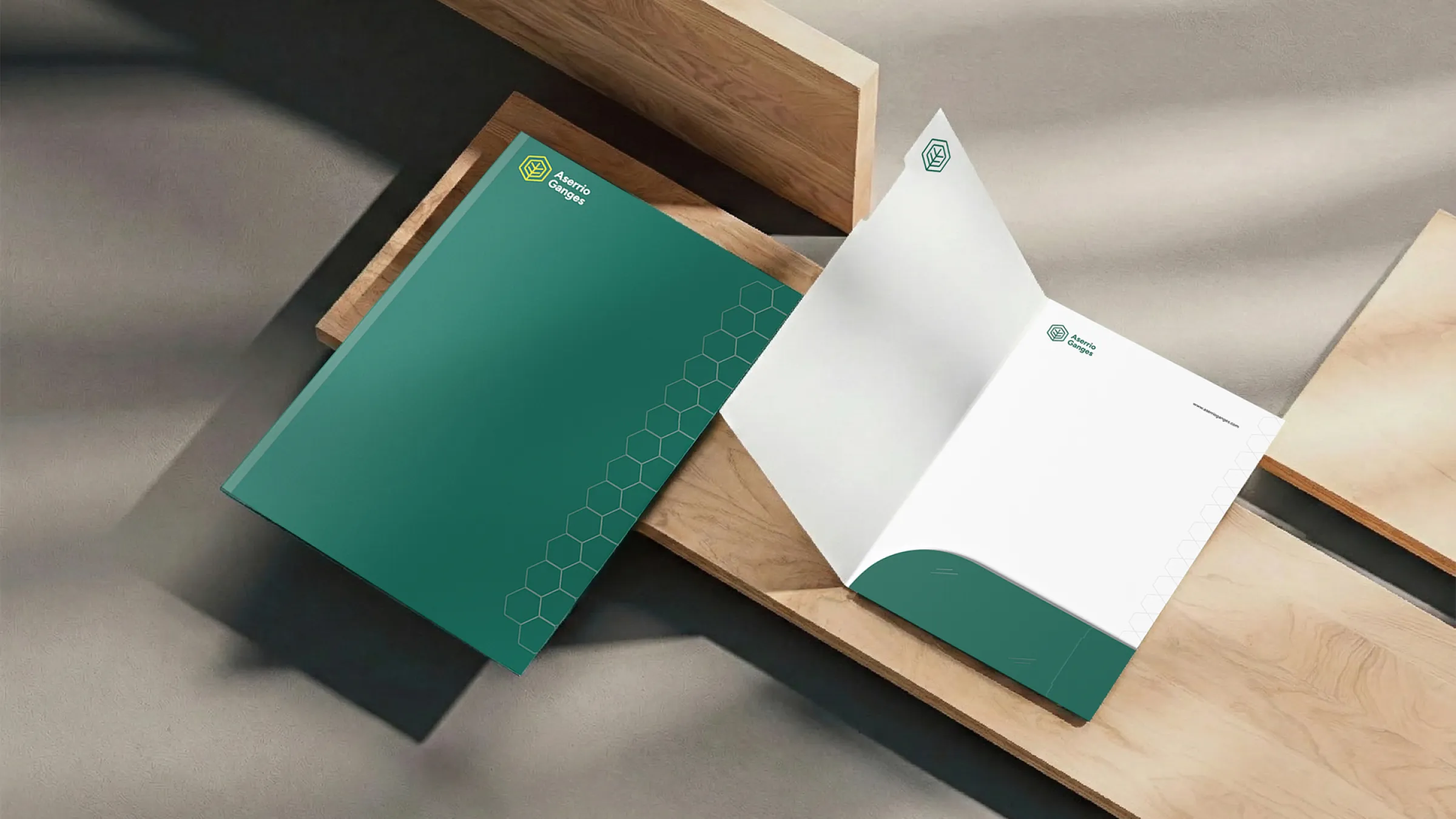 Carpetas con diseño corporativo verde