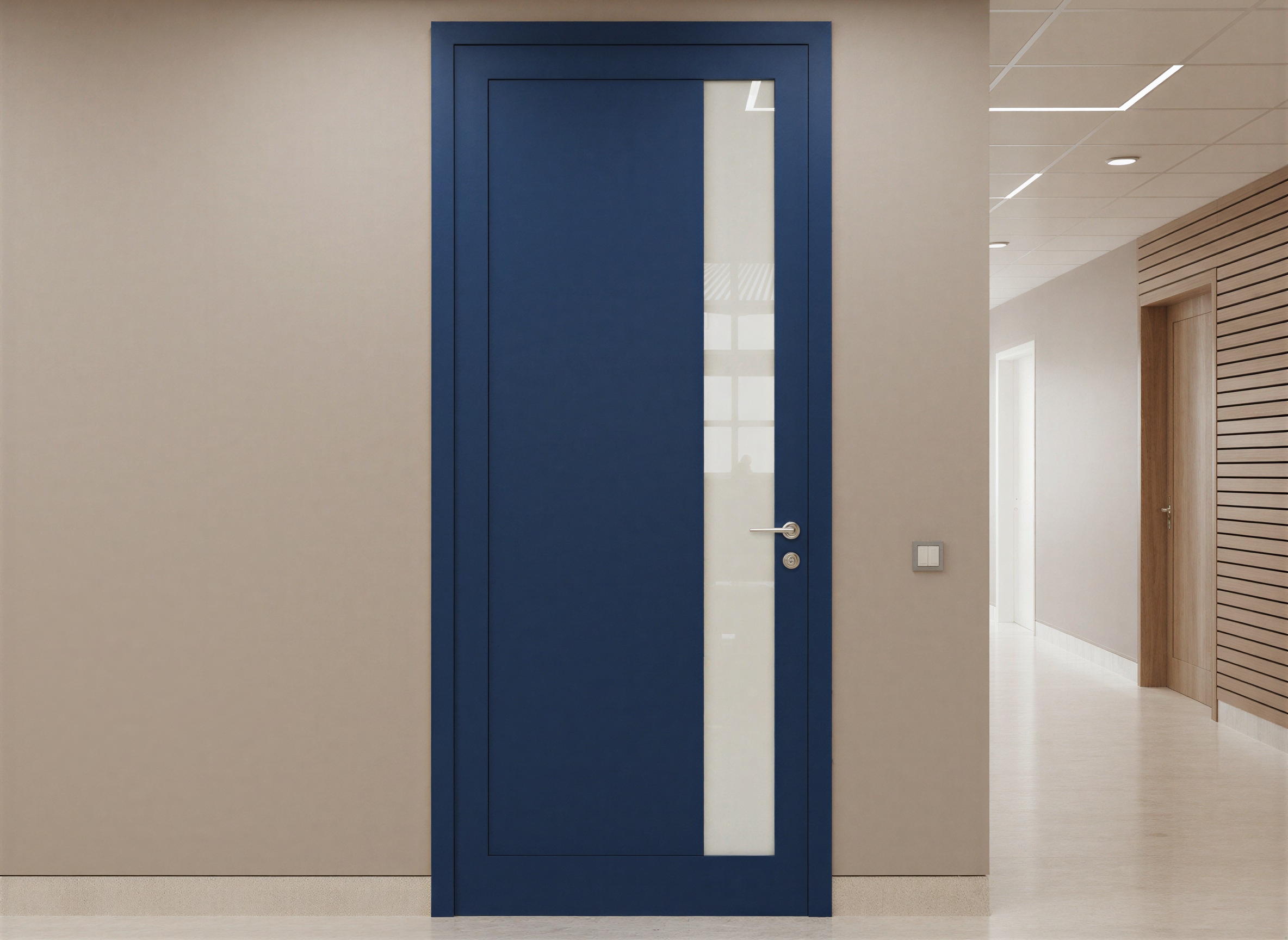 Porte Fineline bleu verre laminé