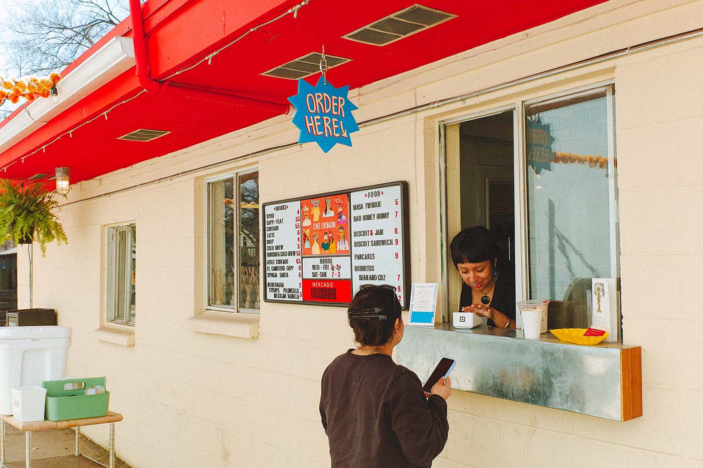 front of cafe ordering window