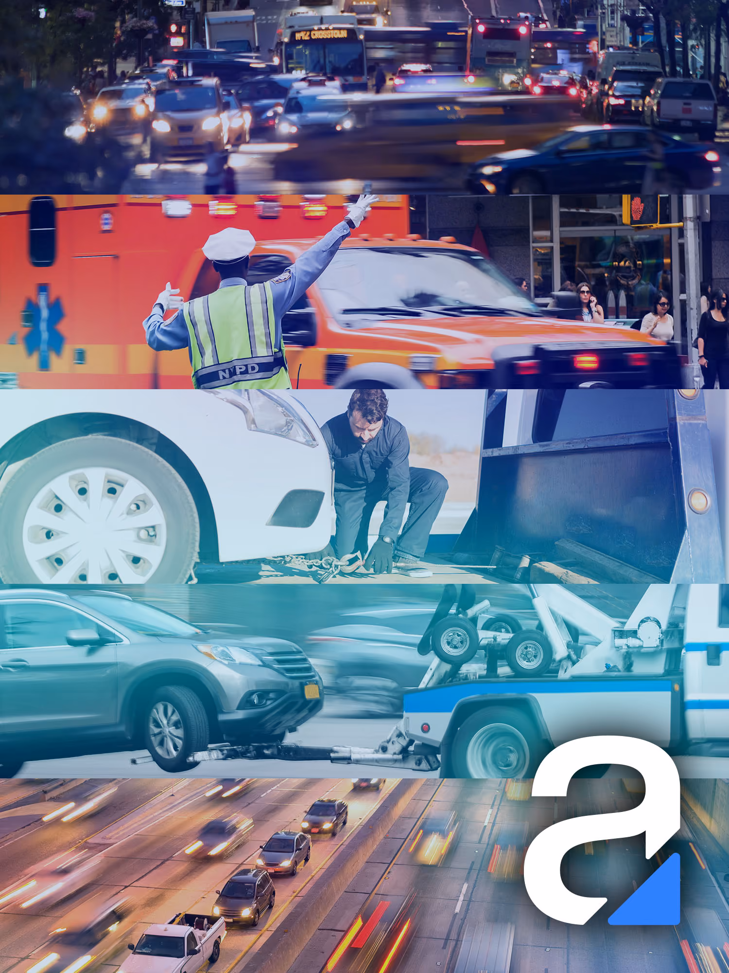 Collage of five different roadway images with Autura icon in bottom right