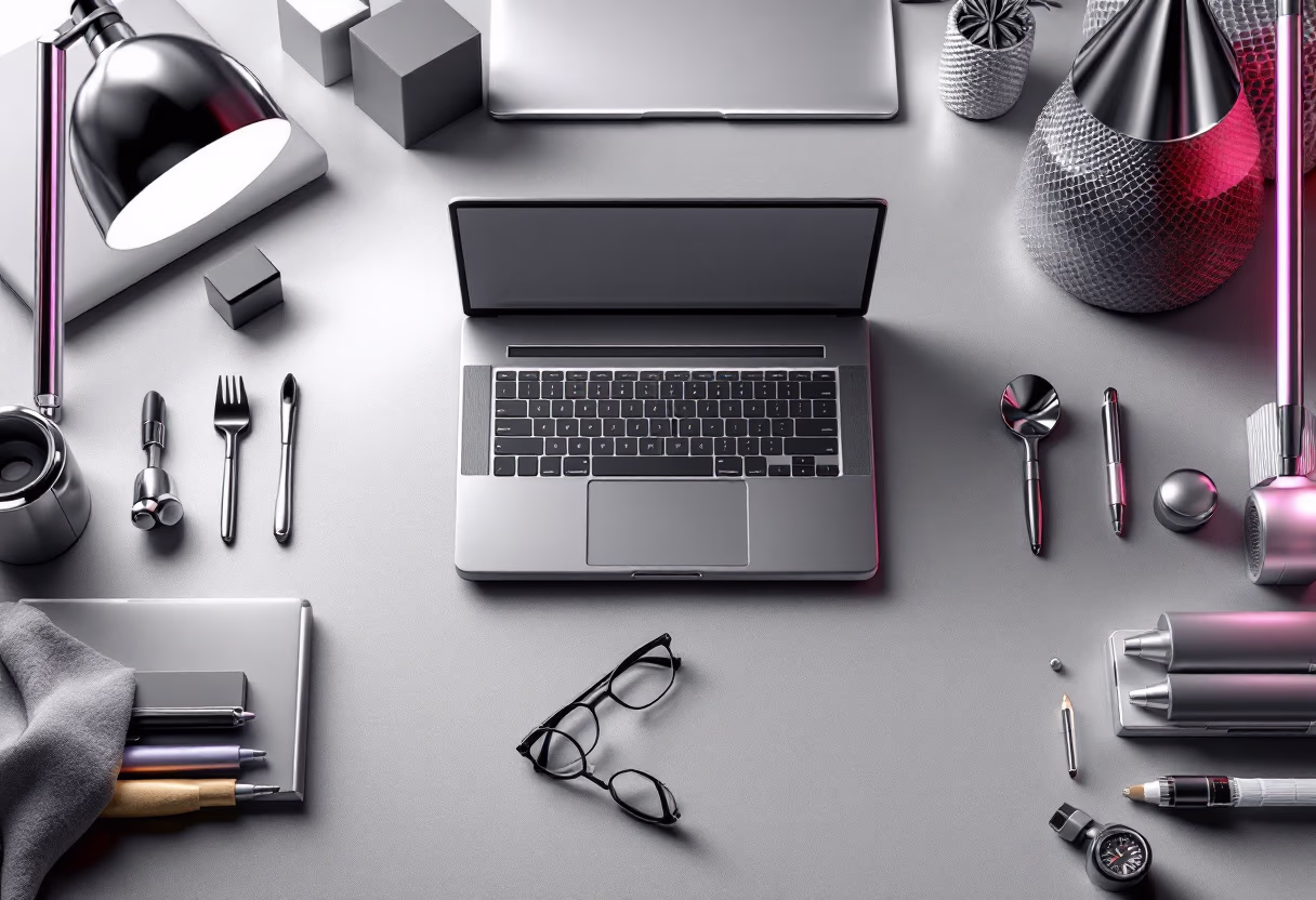 [background image] image of a workspace with a laptop (for a ai developer tools)