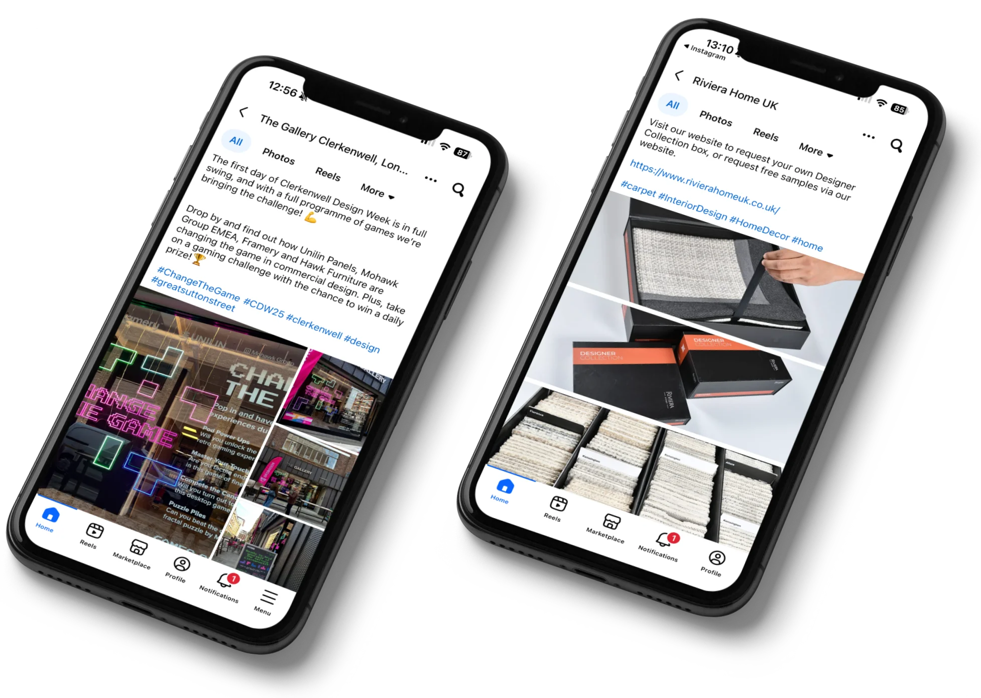Two examples of Facebook content produced by Select First for clients.