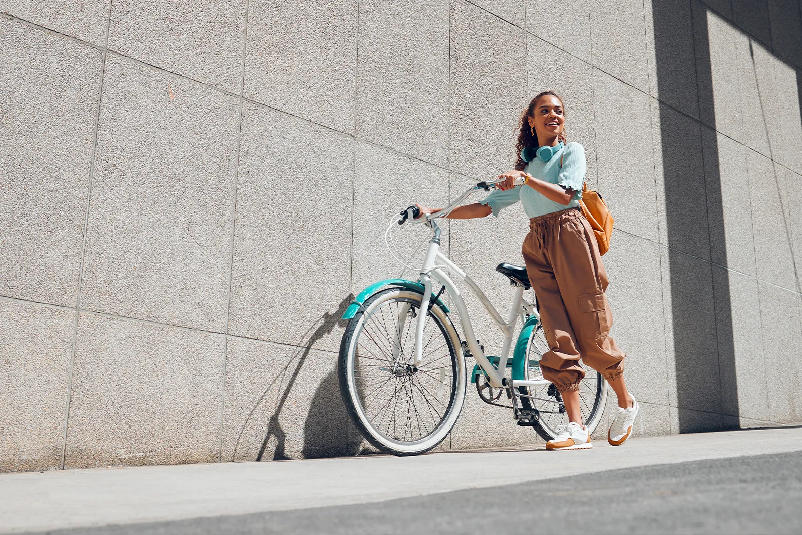 girl with bike stock image