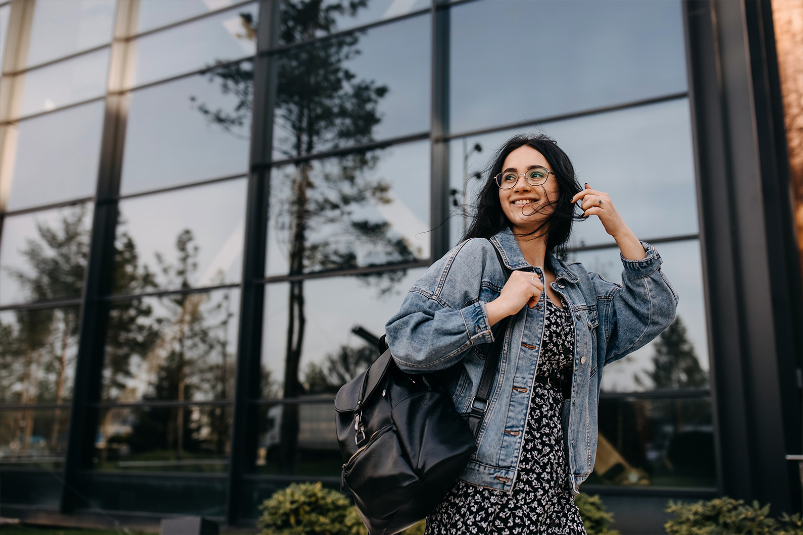girl with back pack stock image