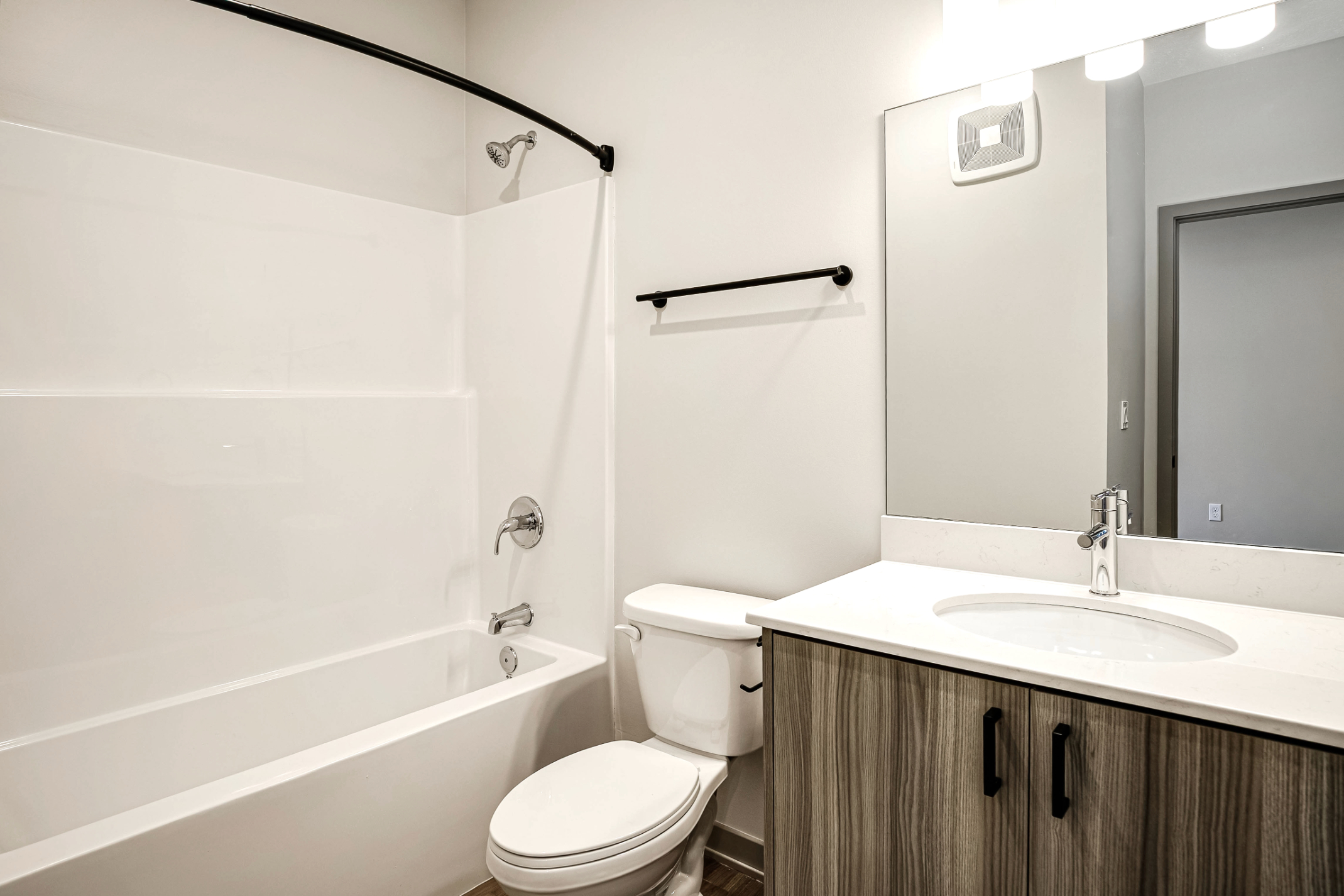 Bathroom with shower tub combo