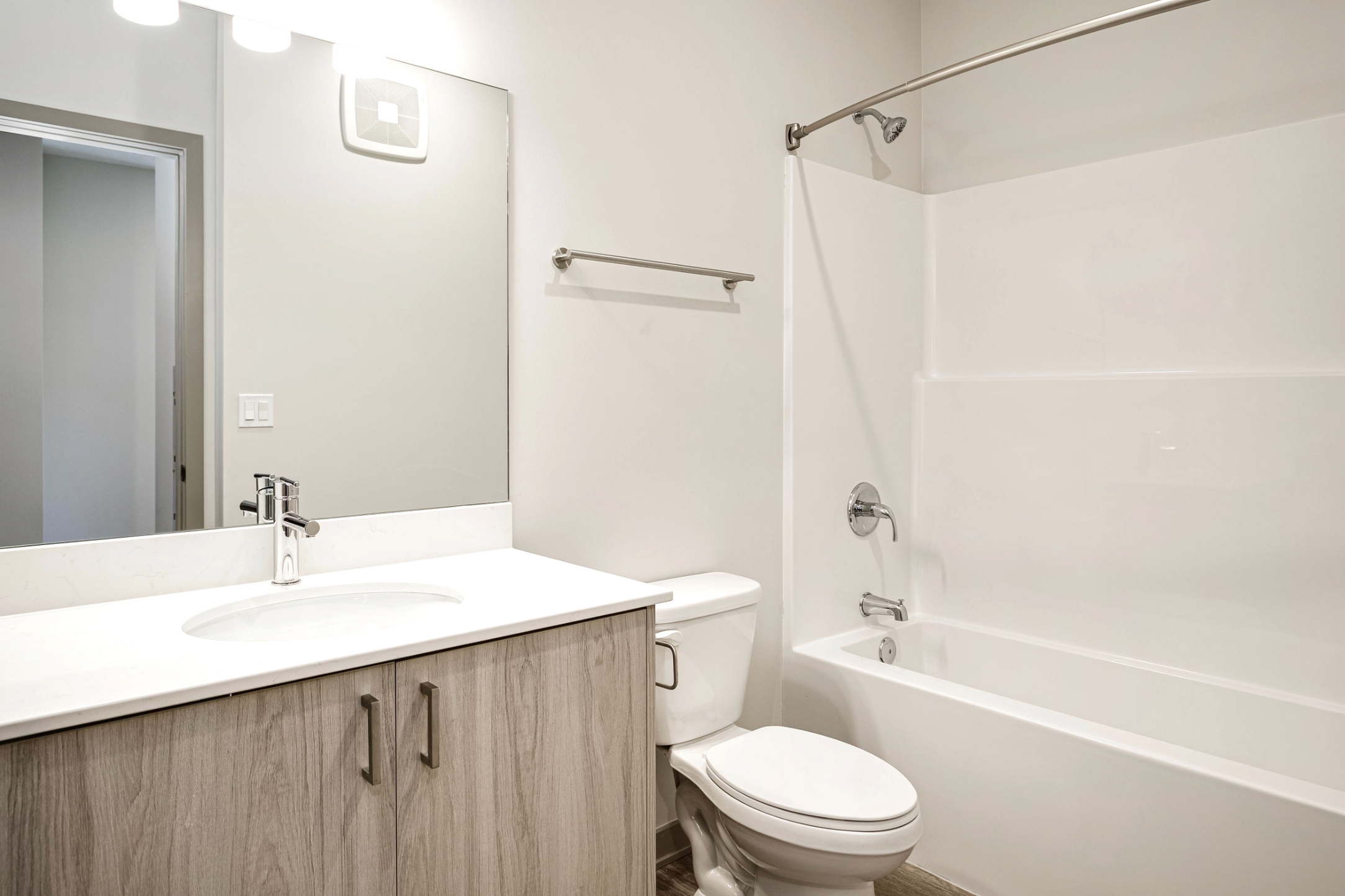 Bathroom with shower tub combo