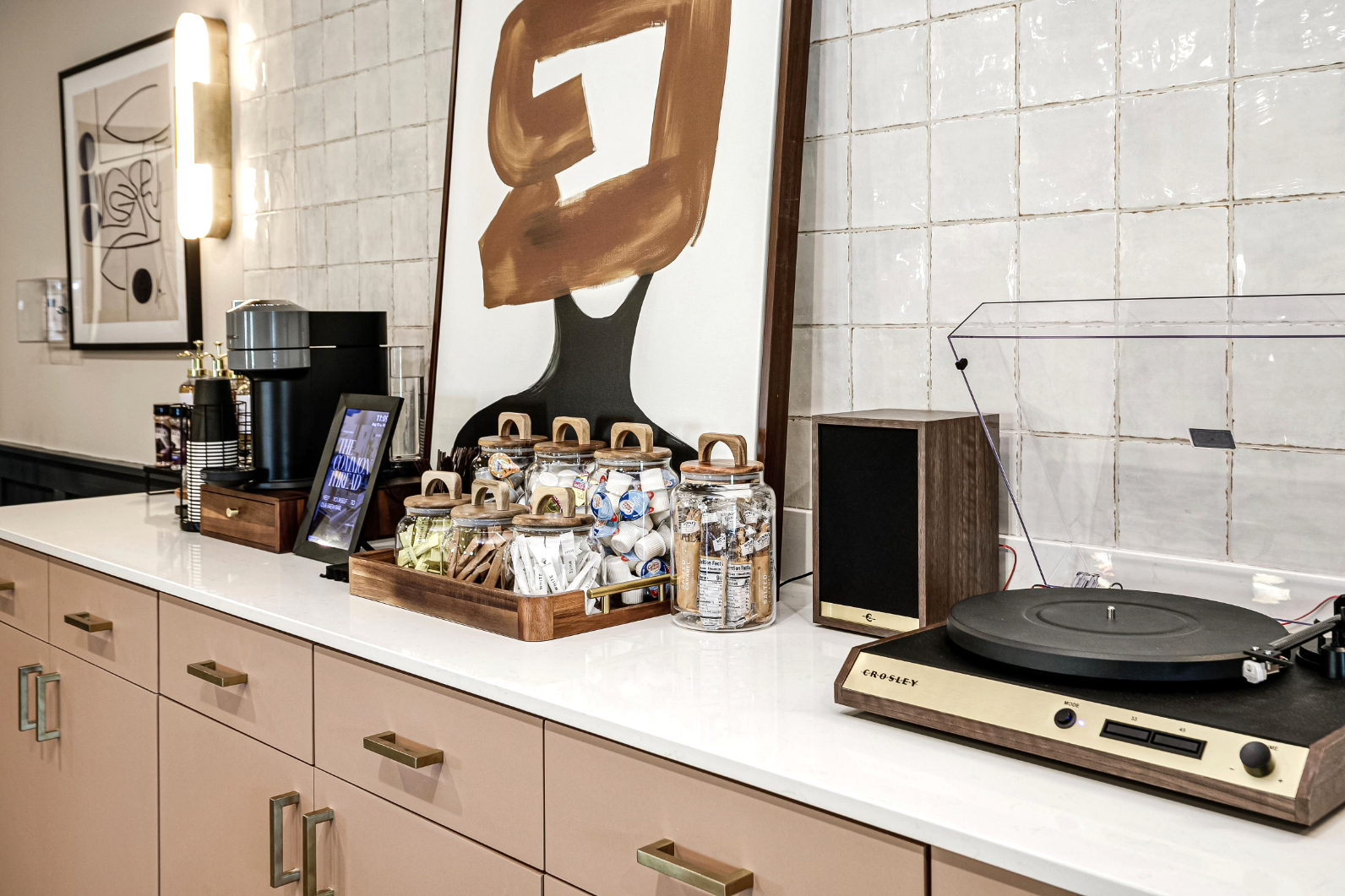 Clubhouse coffee bar with record player