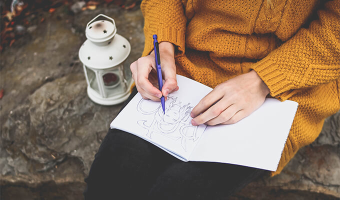 Creative person journalling 