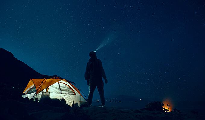 Self doubt camping torch night