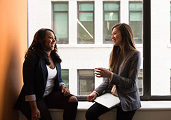 Creative conversation with two colleagues