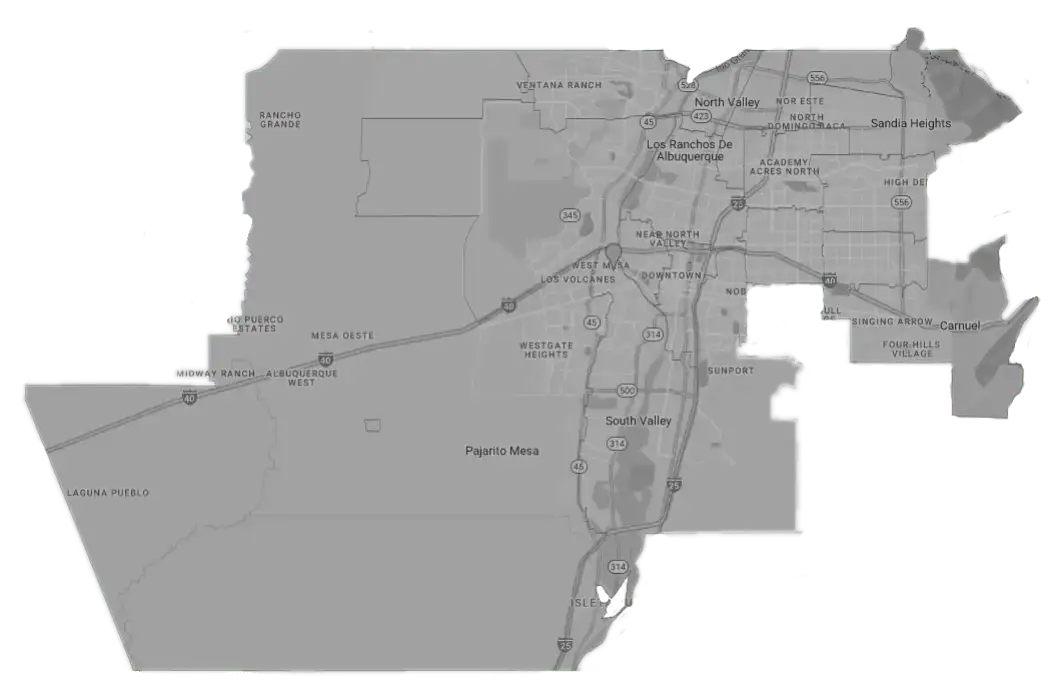R. Greenleaf Delivery Zone Map - Albuquerque Metro Area