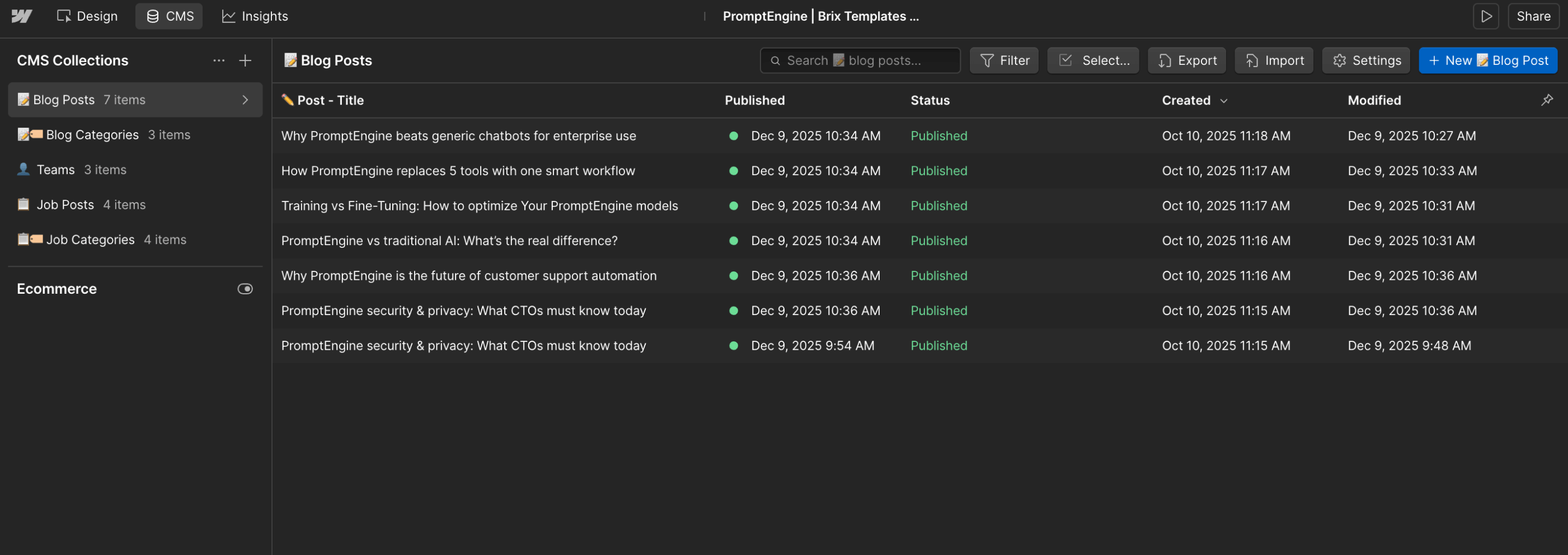 CMS Collection PromptEngine Webflow Template And UI Kit | BRIX Template