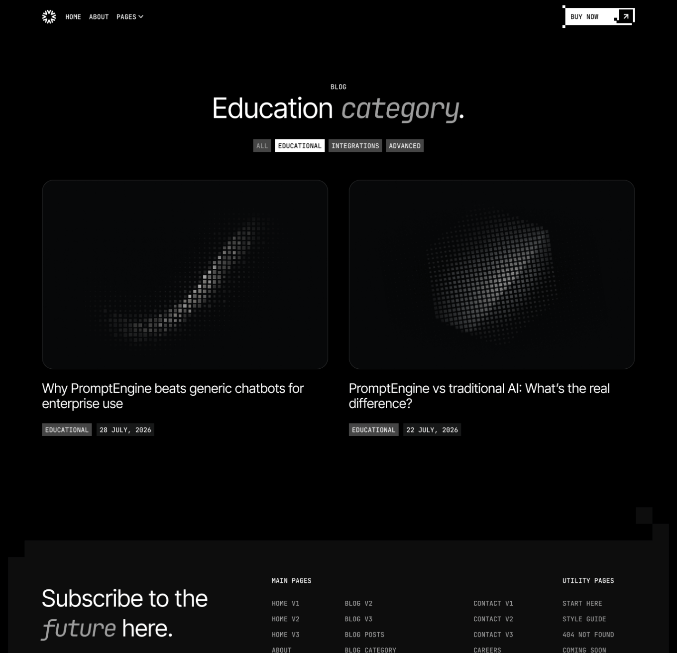 PromptEngine Blog Category Hero Page LLM Webflow Template | BRIX Template