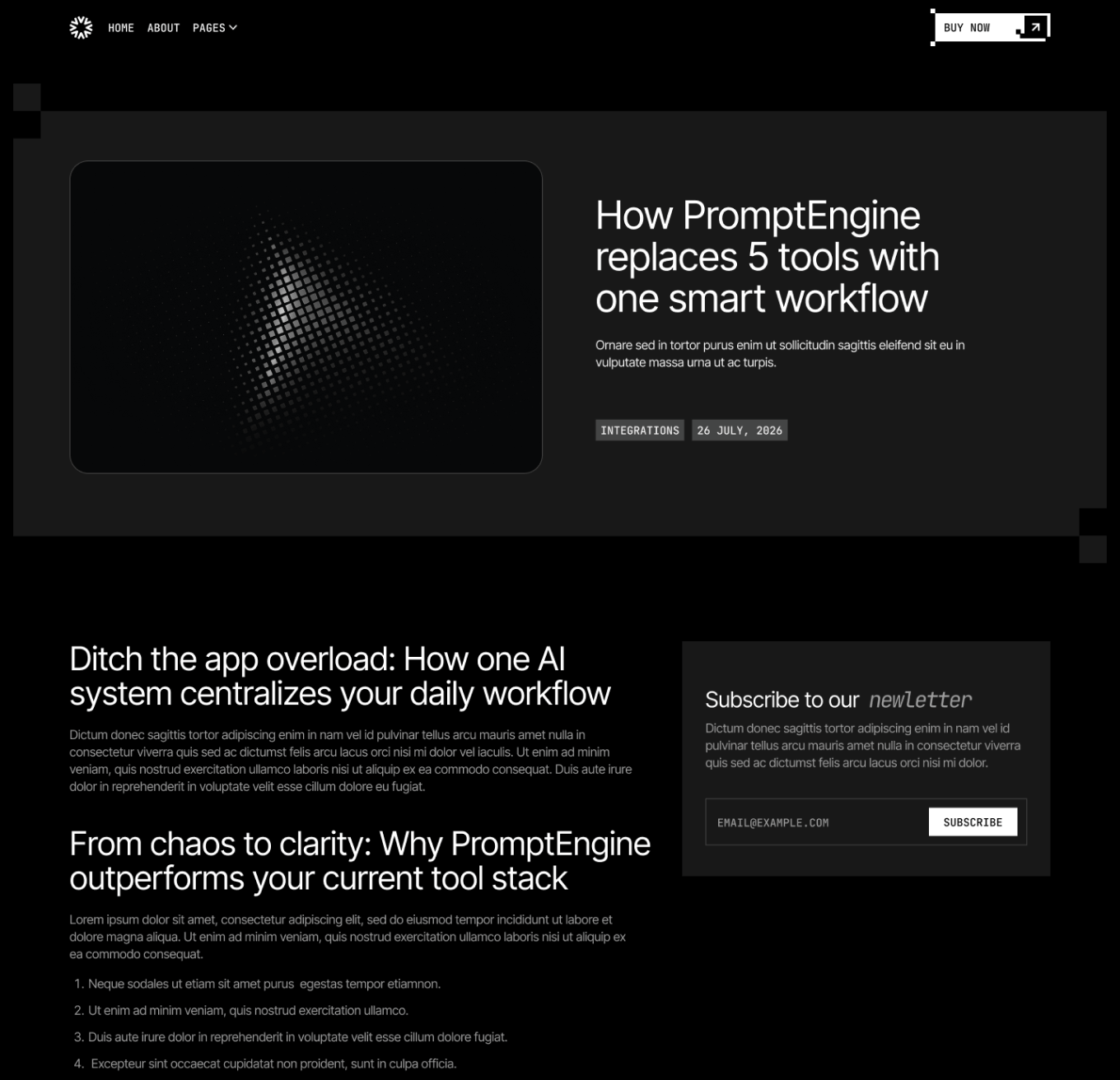 PromptEngine Blog Post Hero Page LLM Webflow Template | BRIX Template
