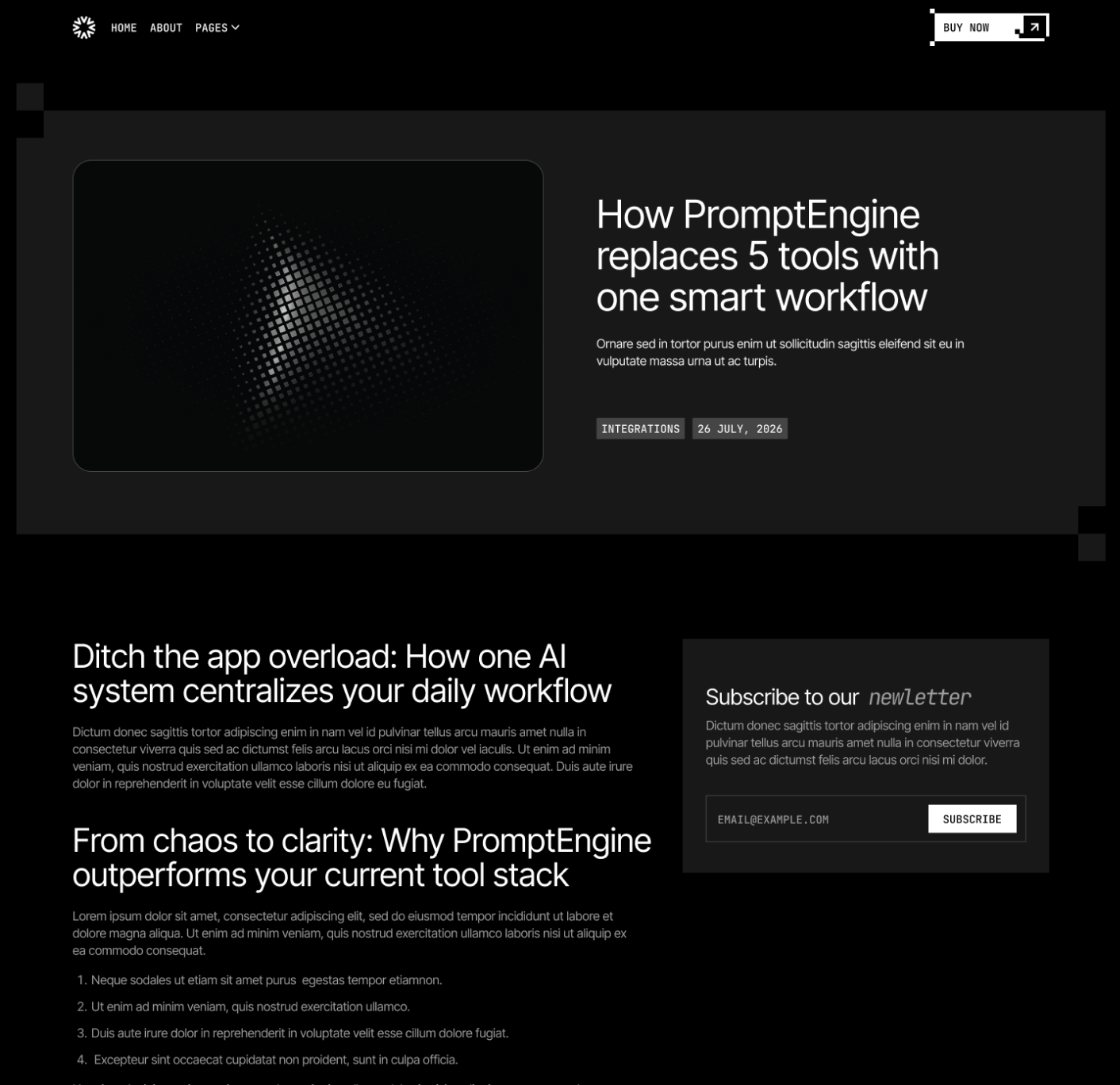 PromptEngine Blog Posts Main Page LLM Webflow Template | BRIX Template
