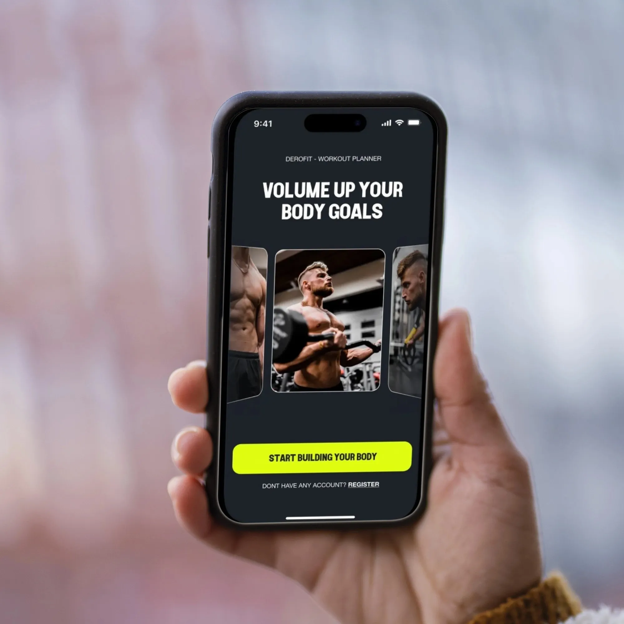  Image of a bodybuilding app design showcasing a user-friendly interface with workout plans and community features.