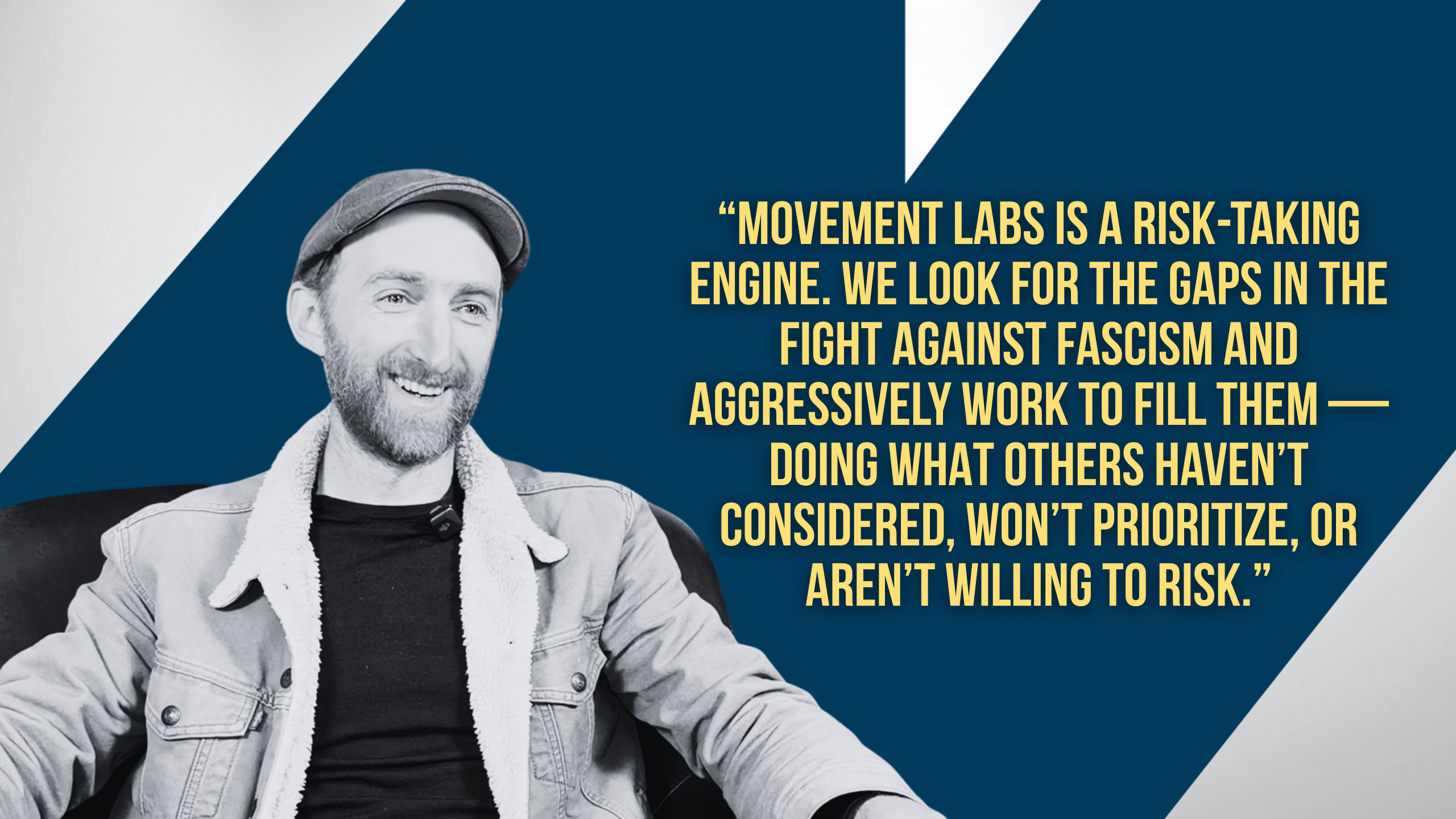 Graphic of Movement Labs founder, Yoni with quote next to him.