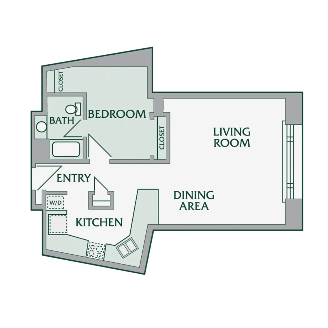 1 bedroom 1 bathroom floor plan layout