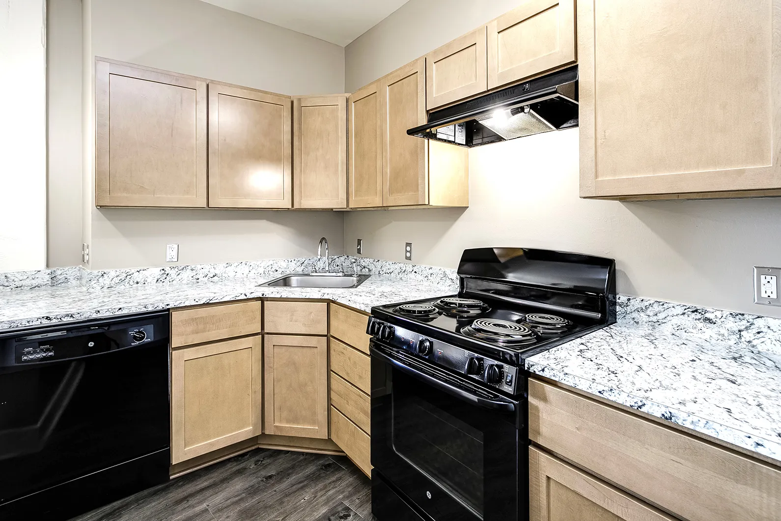 Kitchen with light cabinets
