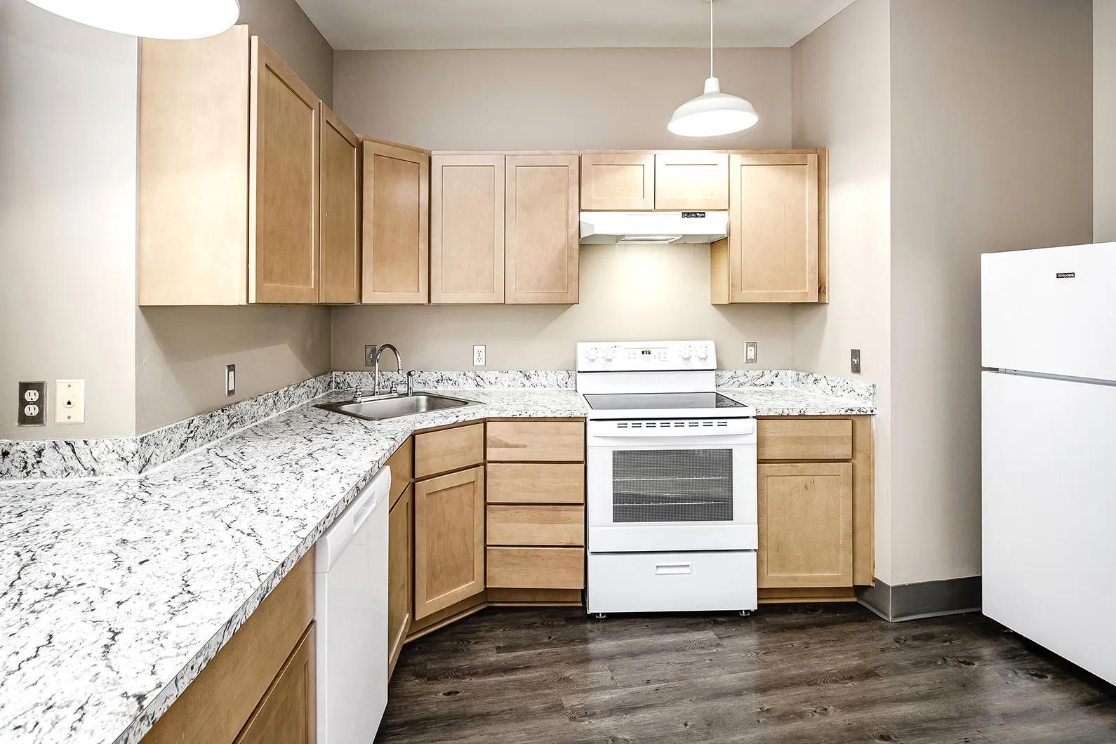 Kitchen with white appliances