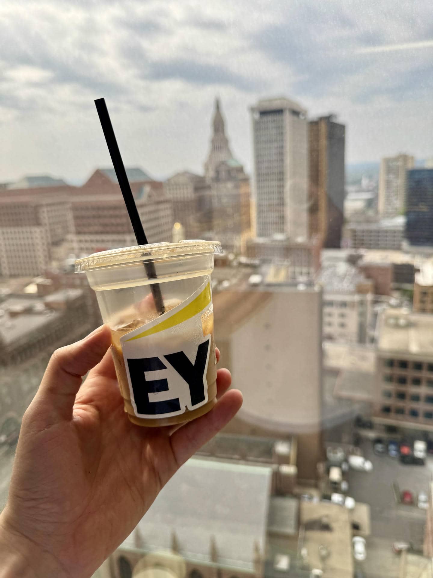 J.CREW Factory graphic on coffee cup.