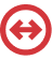 Red circular icon with a white left-right arrow inside.
