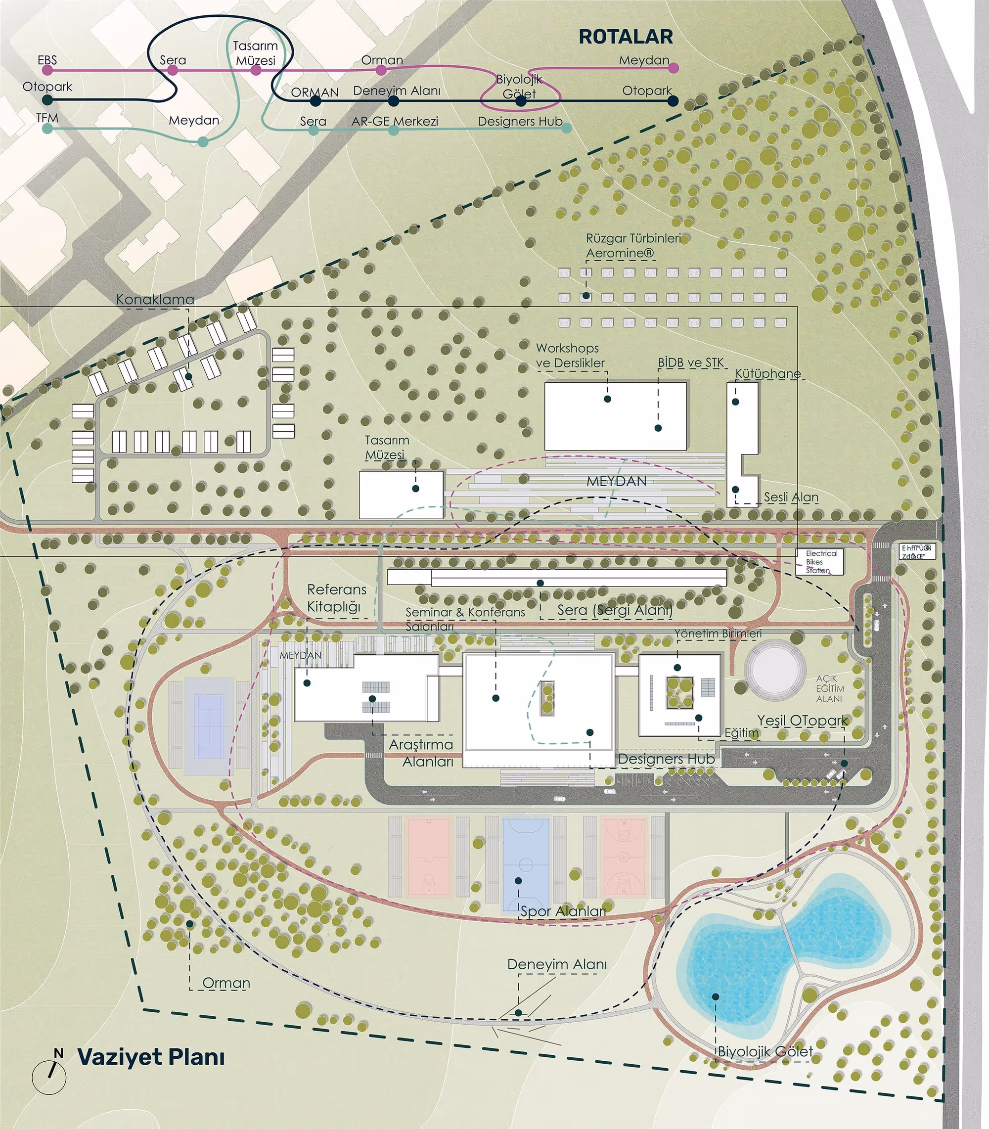 Master plan drawing of ITU Sustainability R&D Center showing Patch Corridor Matrix layout