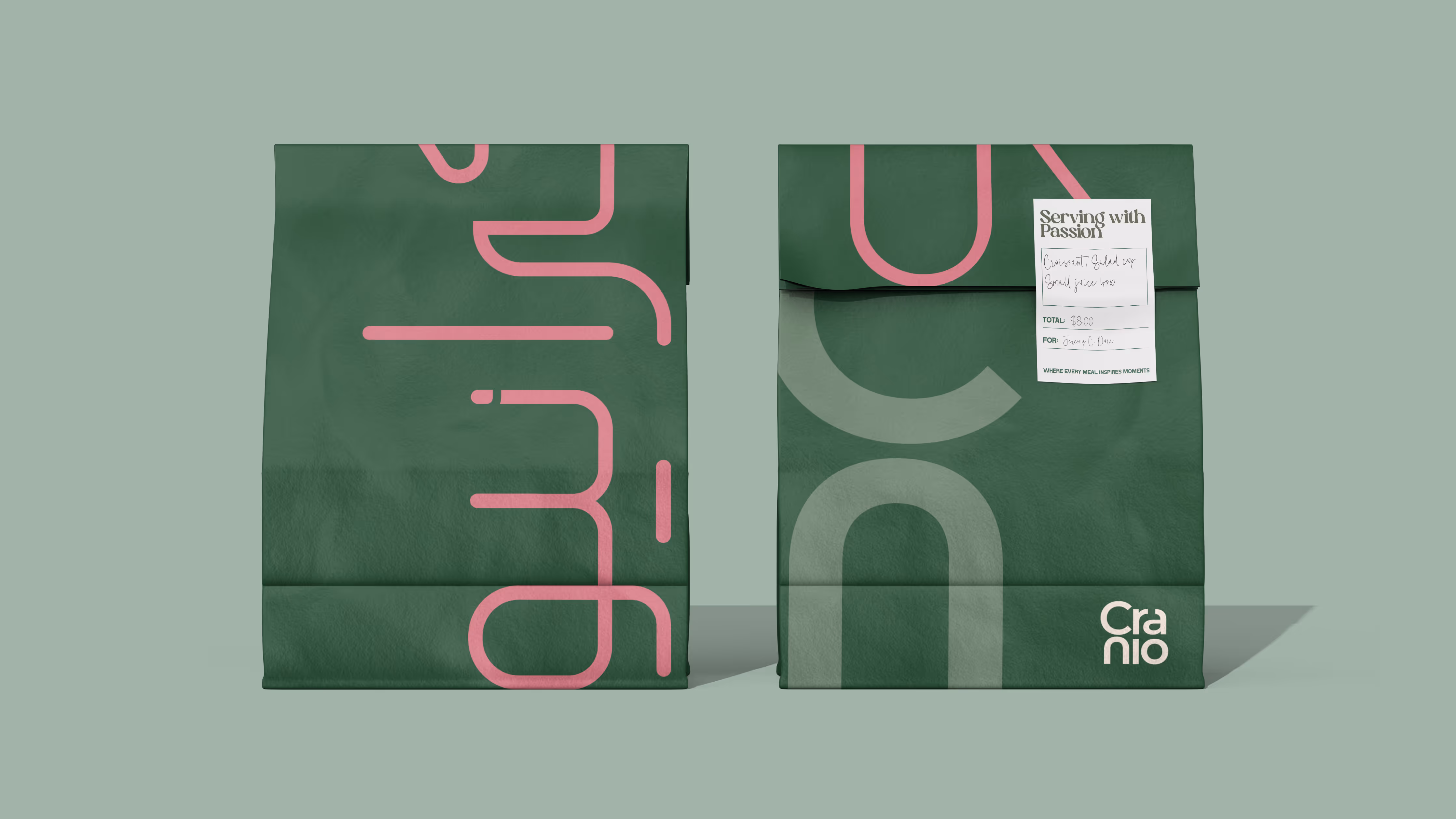 Cranio Specialty Cafe primary coffee bag packaging showing full brand identity system
