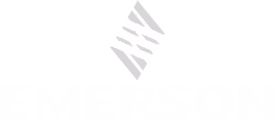 Emerson company logo with stylized diamond-shaped icon above the word EMERSON in uppercase letters.