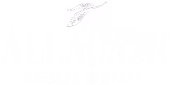 Allagash Brewing Company logo featuring a stylized fish above the company name in bold white text on a transparent background.