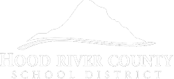 Hood River County School District logo featuring a stylized mountain above the district name.