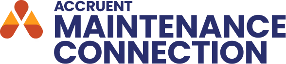 Accruent Maintenance Connection logo with orange and red triangular icon next to dark blue text.