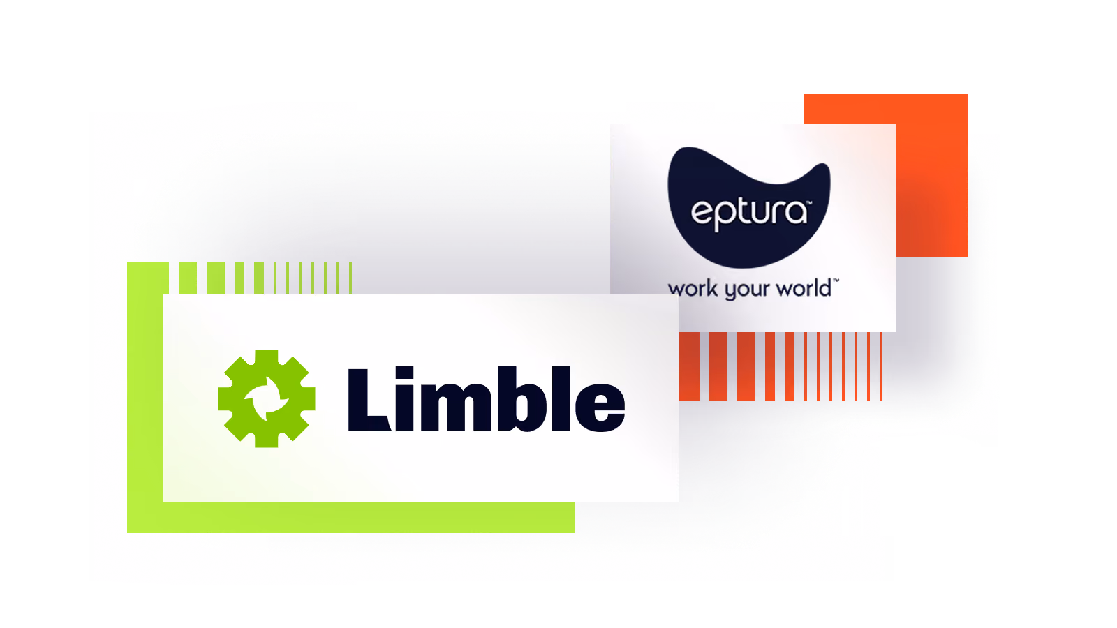 Logos of Limble and Eptura with design accents in green and orange.