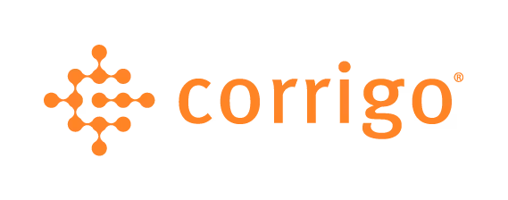 Corrigo company logo with orange connected dots design and text.