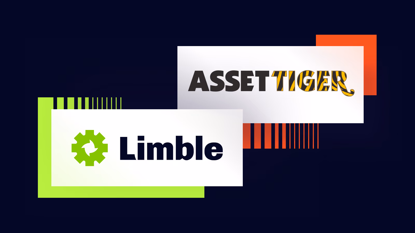 Graphic showing two logos: Limble with a green gear icon, and AssetTiger with the word 'TIGER' in tiger stripes pattern.