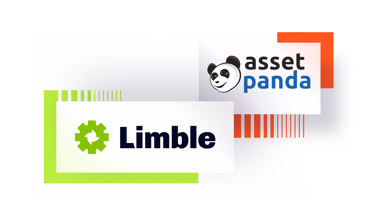 Logos of asset management software companies Asset Panda with a panda face, and Limble with a green gear icon.