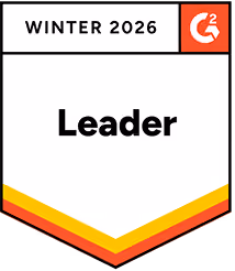 G2 Leader badge for Winter 2026 with red, orange, and yellow layered chevron design.