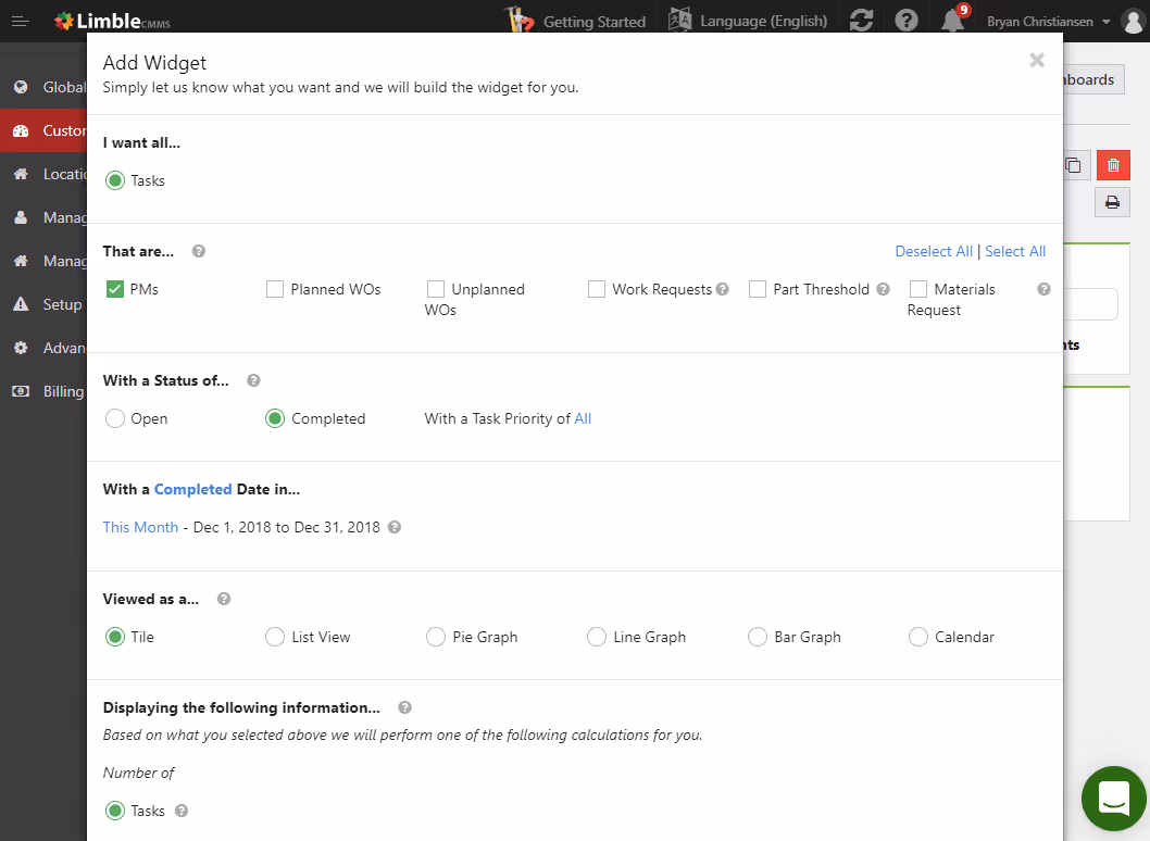 Custom cmms report builder
