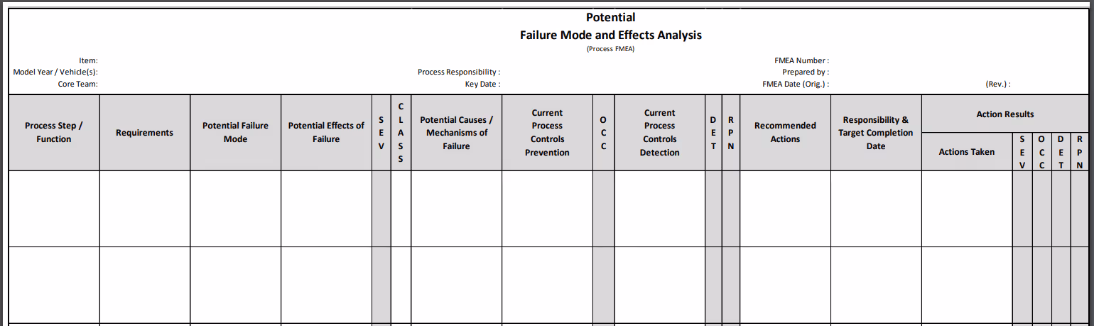 PFMEA worksheet