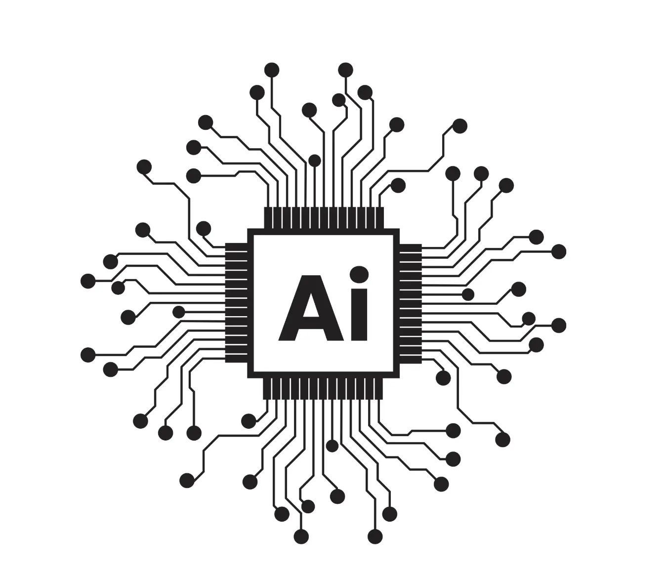 A microchip-style AI logo symbolizing artificial intelligence integration in restaurant management systems.