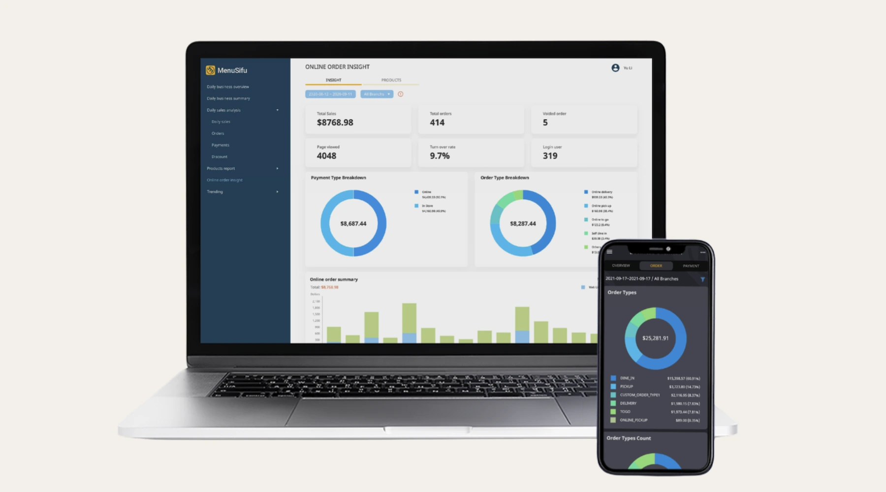 MenuSifu restaurant sales reports and analytics dashboard