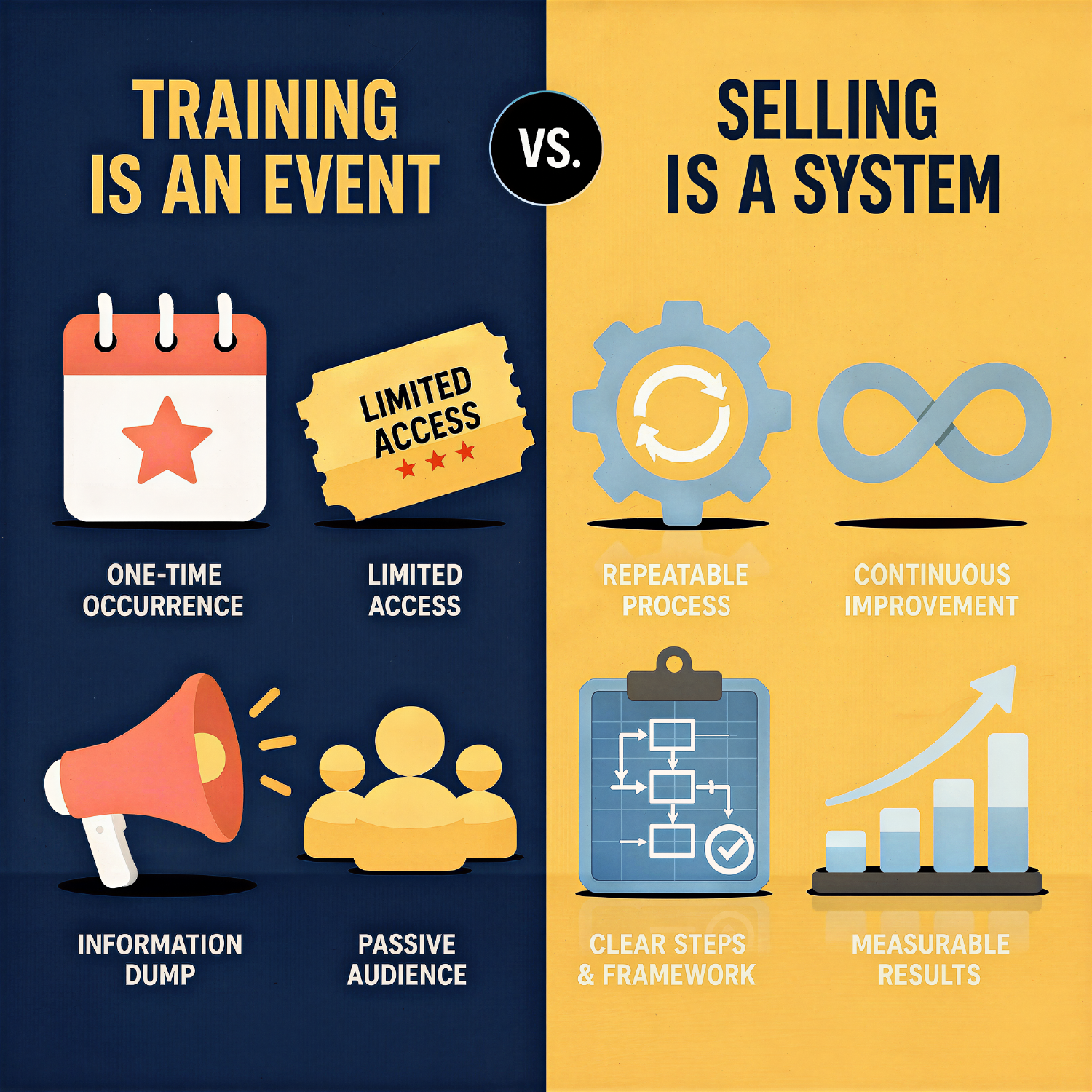Training is an event • Selling is a system