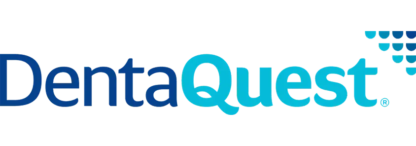 DentaQuest logo with blue text and a dotted accent design