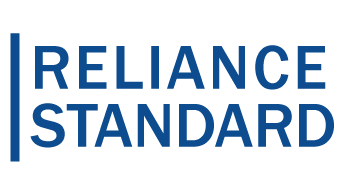 Reliance Standard insurance logo with blue uppercase text inside a white rectangular background.