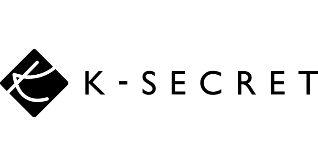 K-SECRET logo med en stilisert K i en diamantform.