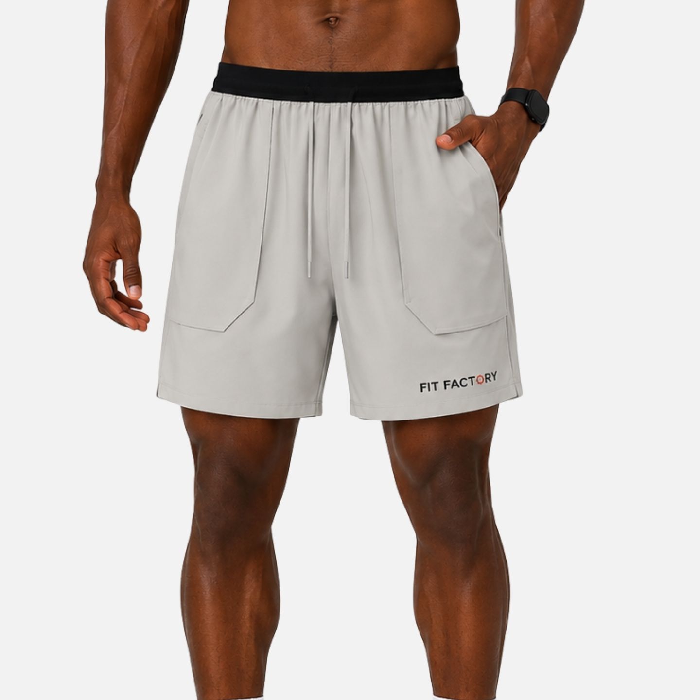 Fit Factory Men's White Running Shorts, front view