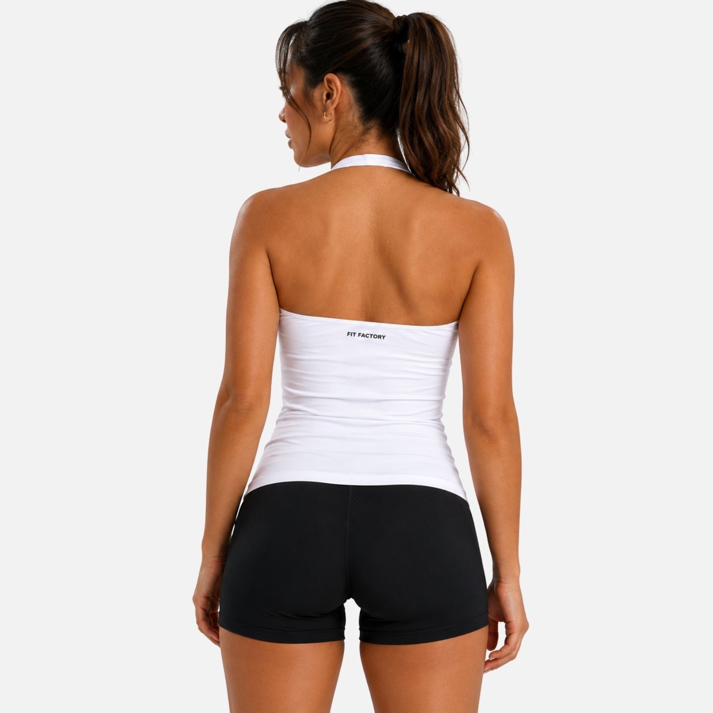 Fit Factory Women's White Halter Top, back view
