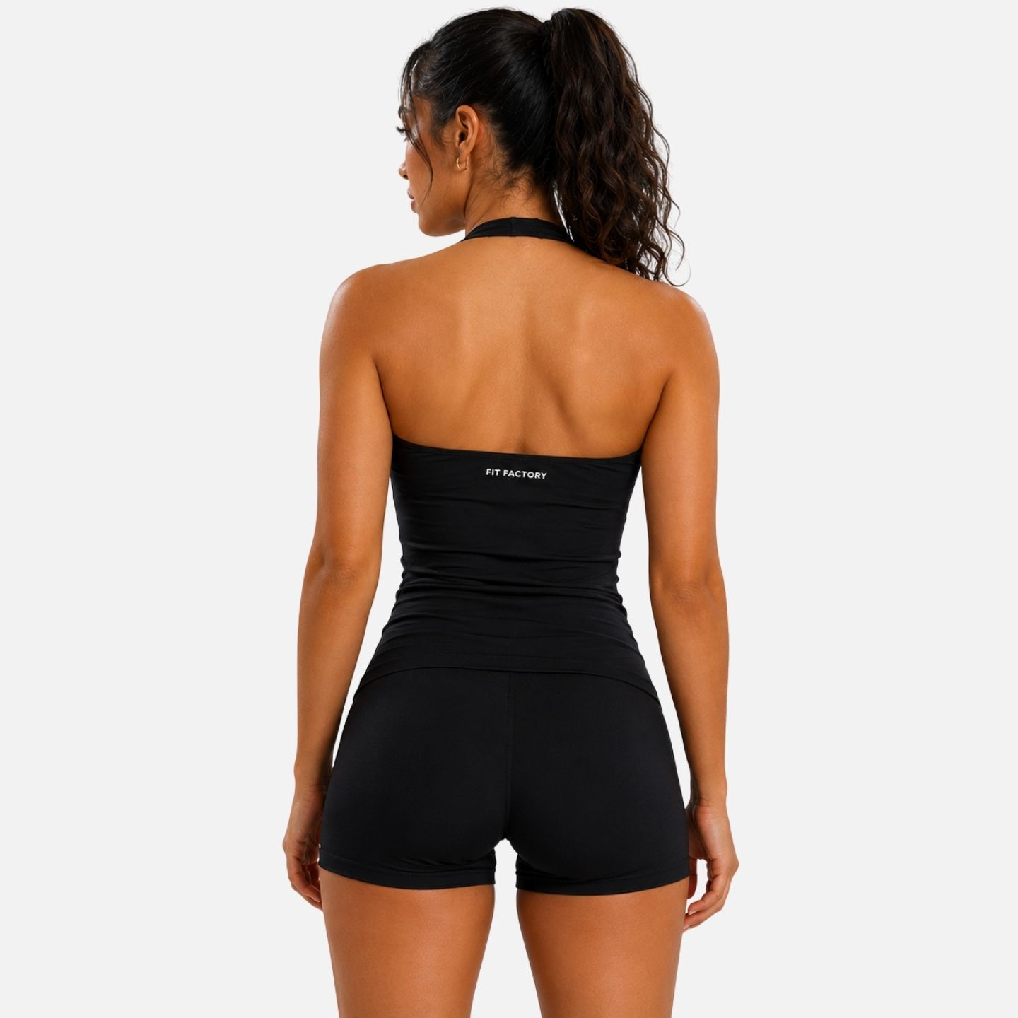 Fit Factory Women's Black Halter Top, back view