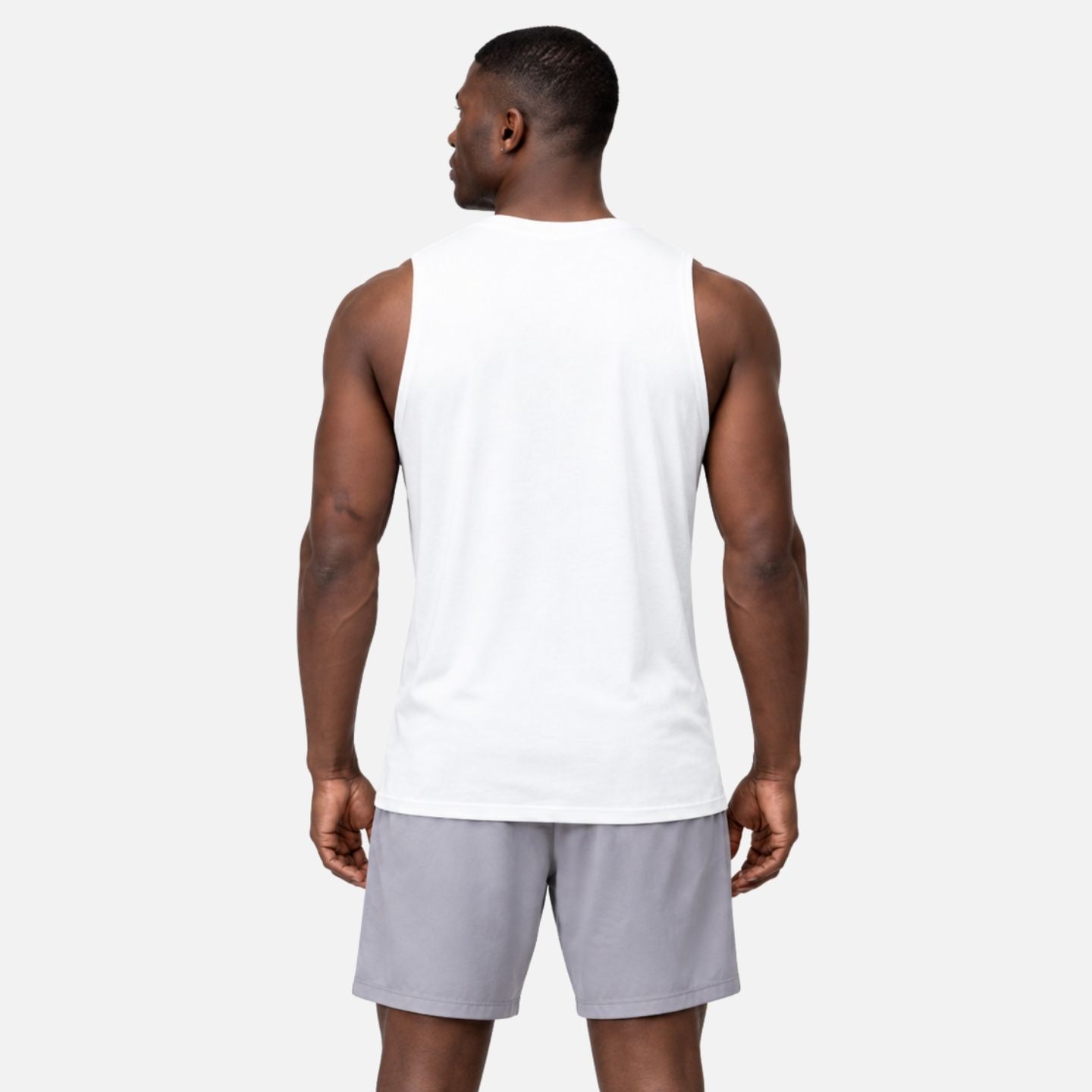 Fit Factory Men's White Tank Top, back view
