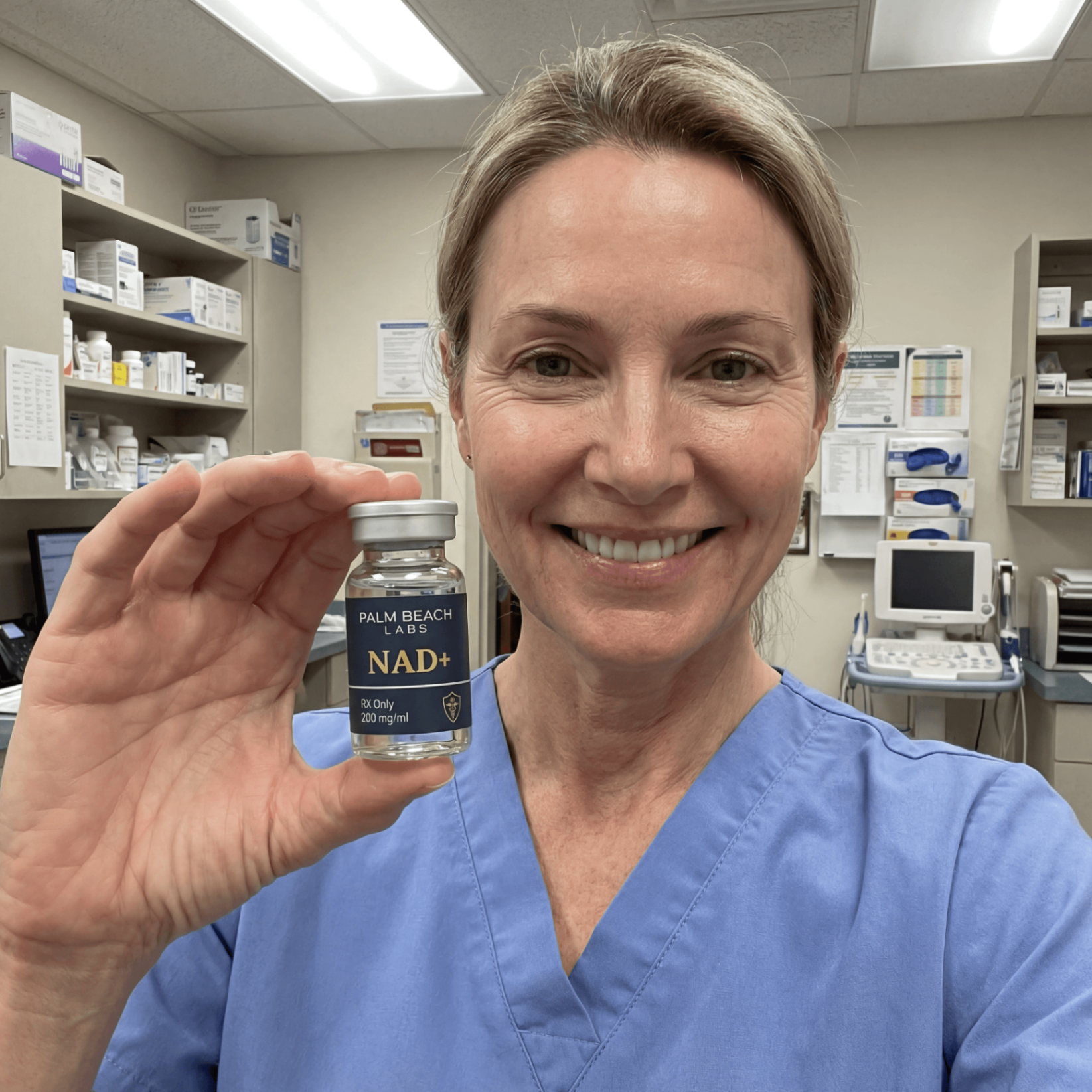 Karen holding NAD+ vial